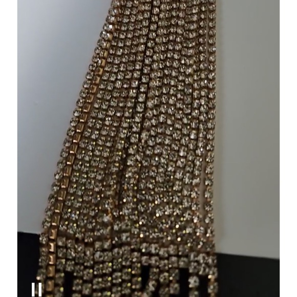 ZARA Rhinestone Necktie Necklace Goldtone NWT - Picture 9 of 9